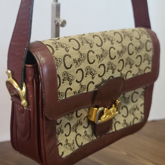 💥SALE Celine Macadam Carriage Rare has COA vintage leather canvas shoulder bag - Picture 10 of 16